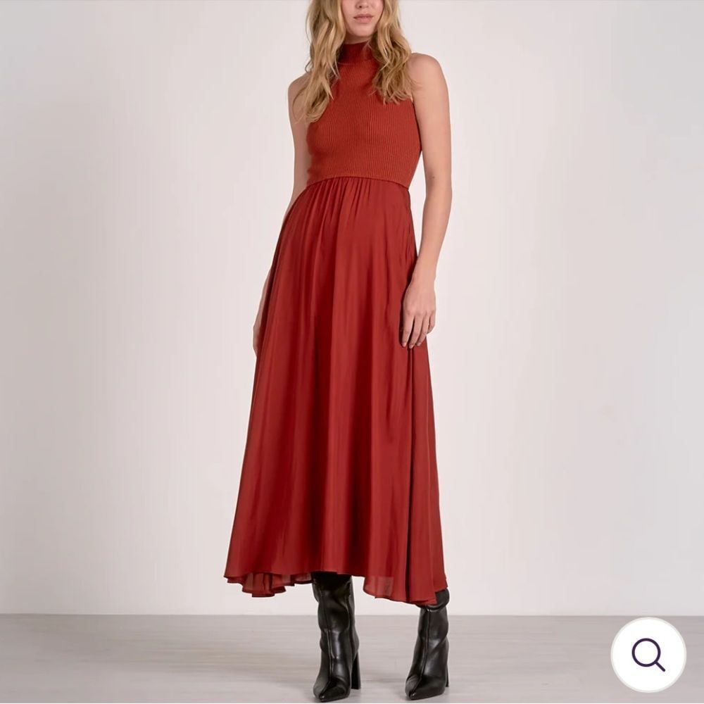 ELAN MOCKNECK SLEEVELESS DRESS RUST NWT